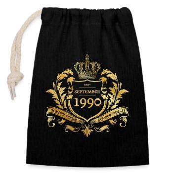 35. Geburtstag Semper Verum - Création 09/1990 - Sac cadeau en coton avec cordon (14 x 20 cm) - noir - Devant