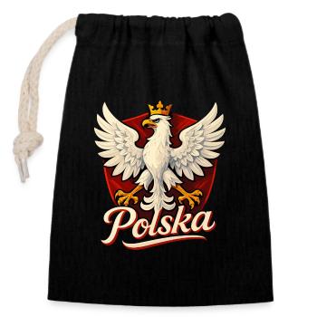 Polen Polska Adler Emblem Flagge Fahne Geschenk - Verschließbarer Geschenkbeutel aus Baumwolle (14x20cm) - Schwarz - Vorne