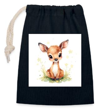 Mignon bébé cerf - Sac cadeau en coton avec cordon (14 x 20 cm) - bleu marine - Devant
