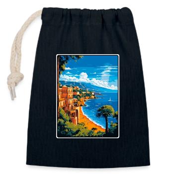 Sorrento, Italie, affiche de voyage vintage Cityscape WPA - Sac cadeau en coton avec cordon (14 x 20 cm) - bleu marine - Devant