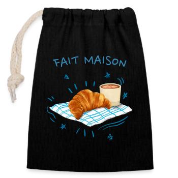 Homemade Croissant - Closable cotton gift bag (14x20cm) - black - Front