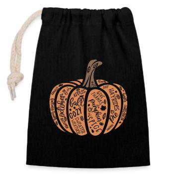 Motif citrouille joyeux Halloween - Sac cadeau en coton avec cordon (14 x 20 cm) - noir - Devant