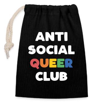 LGBTQ - Anti Social Queer Club - Closable cotton gift bag (14x20cm) - black - Front