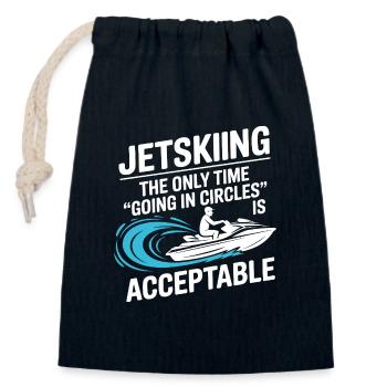 Humour Jetski Riding Ocean Splash Design - Sac cadeau en coton avec cordon (14 x 20 cm) - bleu marine - Devant