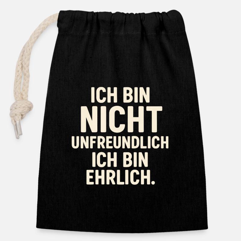 Honnête Hostile - Brillant - Sac cadeau en coton avec cordon (14 x 20 cm) - noir