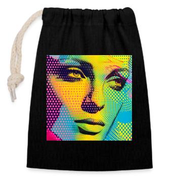 Colorful Pop Art Portrait - Closable cotton gift bag (14x20cm) - black - Front
