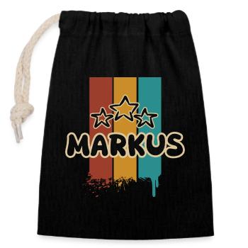 Markus - Verschließbarer Geschenkbeutel aus Baumwolle (14x20cm) - Schwarz - Vorne