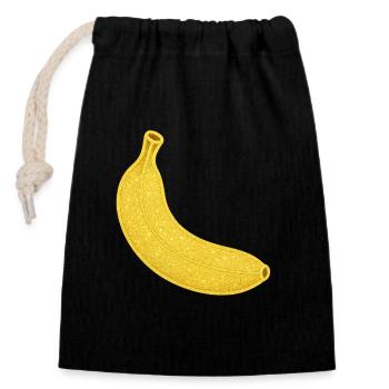 Glitzernde Bananen-Illustration - Verschließbarer Geschenkbeutel aus Baumwolle (14x20cm) - Schwarz - Vorne