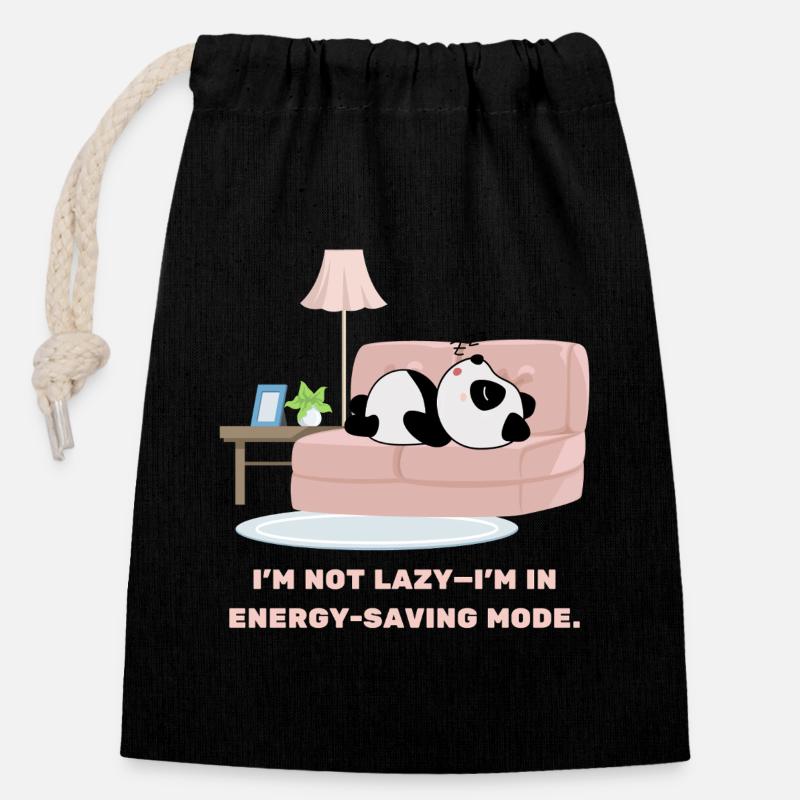 I'm Not Lazy Design for those who like to sleep - Closable cotton gift bag (14x20cm) - black