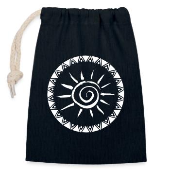 Geometrisches Sunburst Mandala Design - Verschließbarer Geschenkbeutel aus Baumwolle (14x20cm) - Navy - Vorne