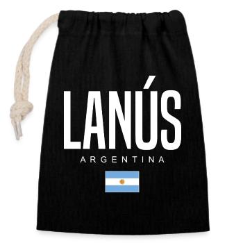 Lanús Argentinien Argentinier - Verschließbarer Geschenkbeutel aus Baumwolle (14x20cm) - Schwarz - Vorne