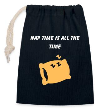 Creative Quote About Nap and Rest - Closable cotton gift bag (14x20cm) - navy - Front