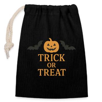 Spooky Halloween motif with pumpkin - Closable cotton gift bag (14x20cm) - black - Front