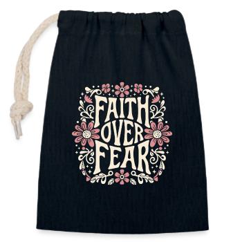 Une fille chrétienne cite la foi sur la peur rose vintage - Sac cadeau en coton avec cordon (14 x 20 cm) - bleu marine - Devant