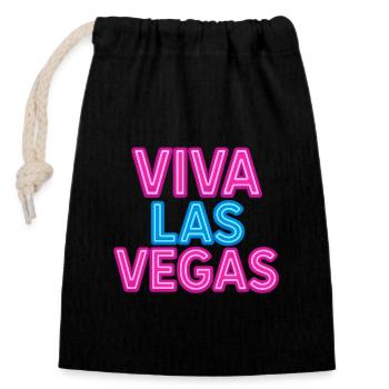 Enseigne au néon Viva Las Vegas - Sac cadeau en coton avec cordon (14 x 20 cm) - noir - Devant