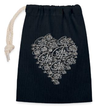 L’amour du café V3 - Sac cadeau en coton avec cordon (14 x 20 cm) - bleu marine - Devant