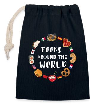 Nourriture du monde entier - Sac cadeau en coton avec cordon (14 x 20 cm) - bleu marine - Devant