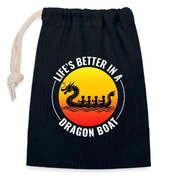 Équipage de course de bateaux-dragons - Sac cadeau en coton avec cordon (14 x 20 cm) - bleu marine - Devant