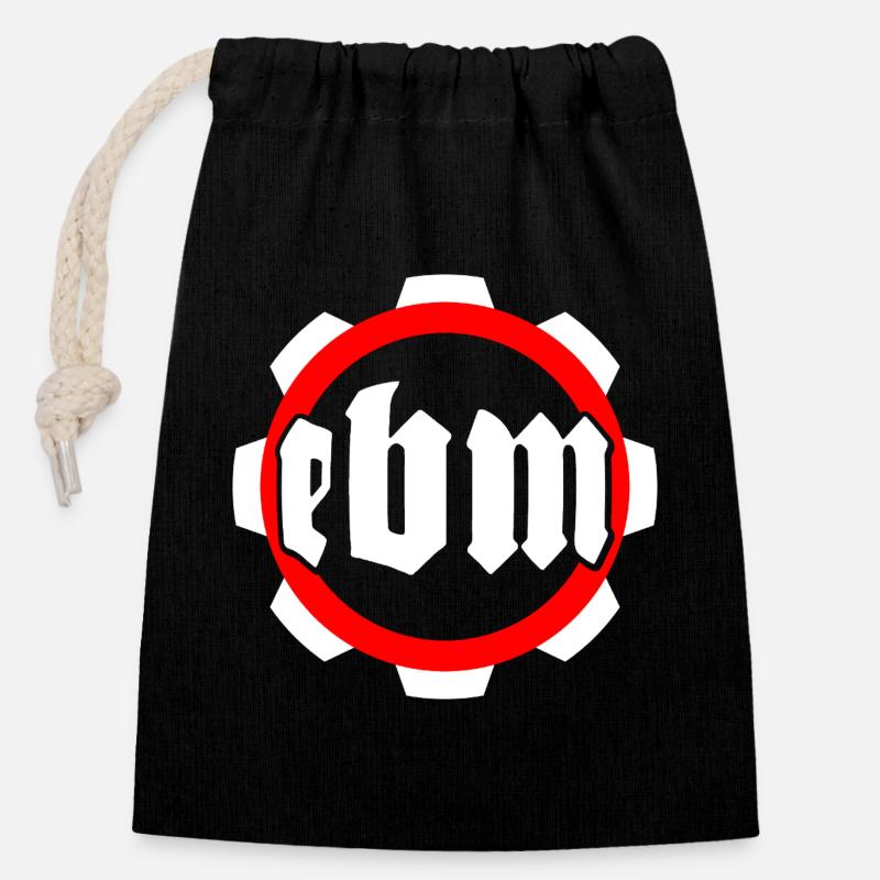 Conception d’engrenages d’inspiration industrielle - EBM - Sac cadeau en coton avec cordon (14 x 20 cm) - noir
