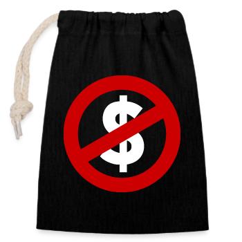 Almighty Dollar – Power, Money & Society - Closable cotton gift bag (14x20cm) - black - Front