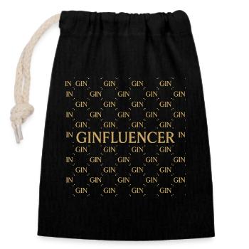 GinInfluencer Glam Luxury - Closable cotton gift bag (14x20cm) - black - Front