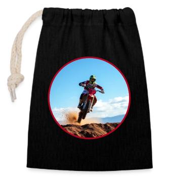 Logo de couleur motocross - Rouge - Sac cadeau en coton avec cordon (14 x 20 cm) - noir - Devant