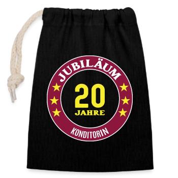 Konditorin Jubiläum 20 Jahre 20 jähriges Konditor - Verschließbarer Geschenkbeutel aus Baumwolle (14x20cm) - Schwarz - Vorne