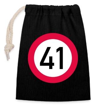 41e anniversaire Attention ! Panneau de signalisation 41 Km/h - Sac cadeau en coton avec cordon (14 x 20 cm) - noir - Devant
