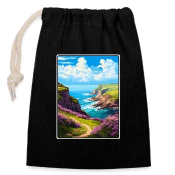 Exmoor England Clifftop Coastal Path - Closable cotton gift bag (14x20cm) - black - Front