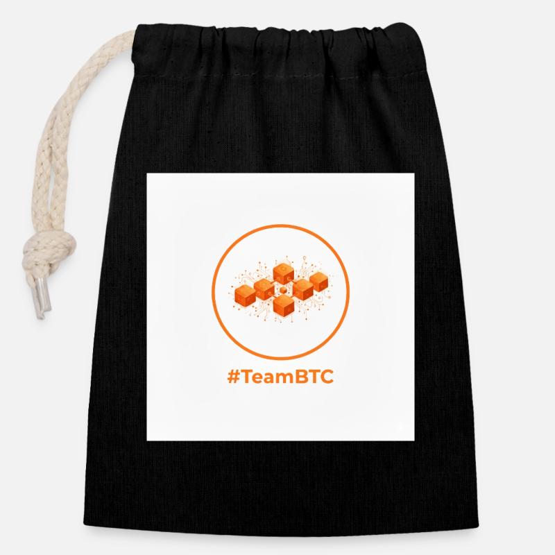 TeamBTC Blockchain Cubes - Closable cotton gift bag (14x20cm) - black