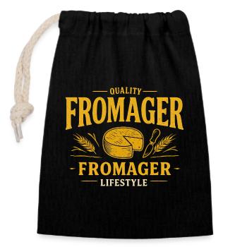 fromage Fromager Quality Lifestyle  - Sac cadeau en coton avec cordon (14 x 20 cm) - noir - Devant