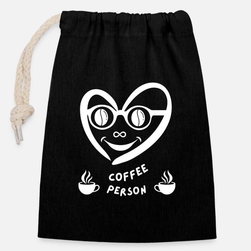 coffee_person - Verschließbarer Geschenkbeutel aus Baumwolle (14x20cm) - Schwarz