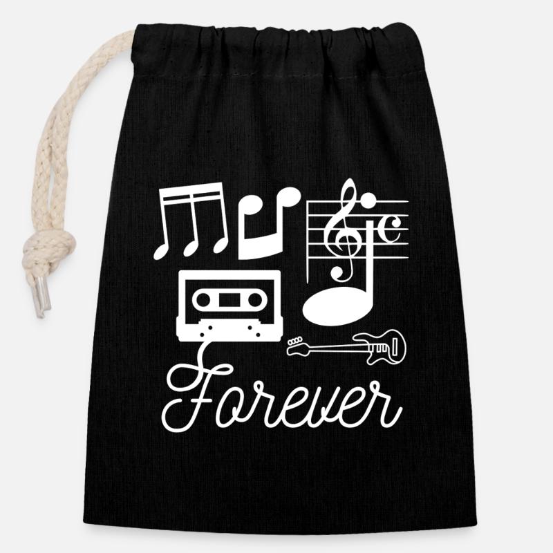 music_forever - Verschließbarer Geschenkbeutel aus Baumwolle (14x20cm) - Schwarz