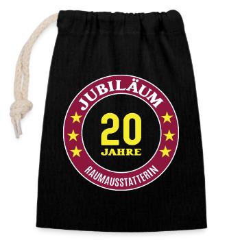 Raumausstatterin Jubiläum 20 Jahre 20 jähriges - Verschließbarer Geschenkbeutel aus Baumwolle (14x20cm) - Schwarz - Vorne