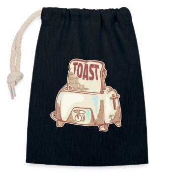 Grille-pain Vintage motif petit-déjeuner - Sac cadeau en coton avec cordon (14 x 20 cm) - bleu marine - Devant