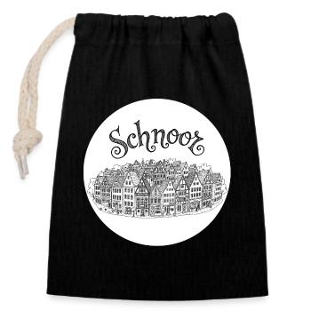 Bremen Schnoorviertel – Vieille ville dessinée à la main I - Sac cadeau en coton avec cordon (14 x 20 cm) - noir - Devant