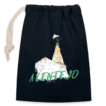 Kamin mit typischem Alentejo-Storch - Verschließbarer Geschenkbeutel aus Baumwolle (14x20cm) - Navy - Vorne