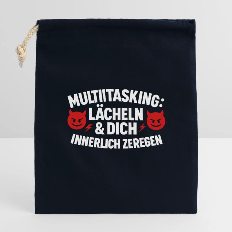 Multitasking Internally disassembling smiles Closable cotton gift bag (14x20cm)