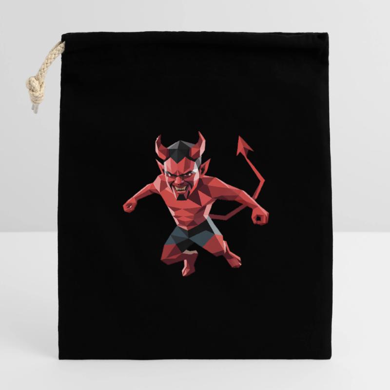 Devil - Cool Low Poly Logo Sac cadeau en coton avec cordon (14 x 20 cm)