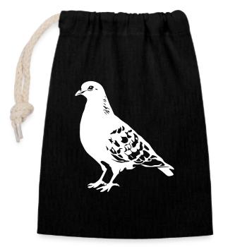 Dove Drawing - Closable cotton gift bag (14x20cm) - black - Front