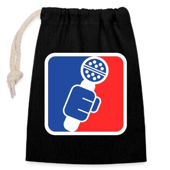 Microphone Check League Icon – Sportfan - Verschließbarer Geschenkbeutel aus Baumwolle (14x20cm) - Schwarz - Vorne