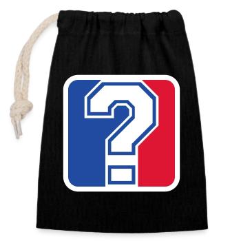 Question Mark League Icon – Sportfan - Verschließbarer Geschenkbeutel aus Baumwolle (14x20cm) - Schwarz - Vorne