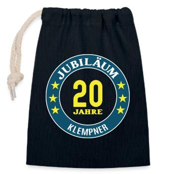 Plombier 20 ans 20e anniversaire - Sac cadeau en coton avec cordon (14 x 20 cm) - bleu marine - Devant