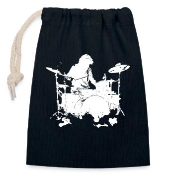 Schlagzeuger Skizze - Verschließbarer Geschenkbeutel aus Baumwolle (14x20cm) - Navy - Vorne