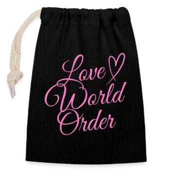 Love World Rider - Closable cotton gift bag (14x20cm) - black - Front