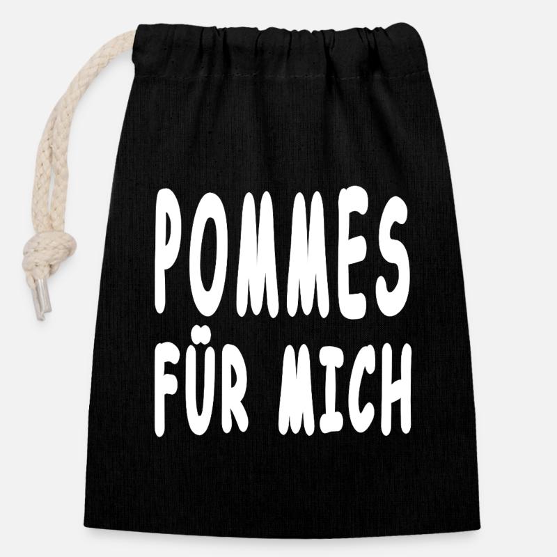 Pommes - Verschließbarer Geschenkbeutel aus Baumwolle (14x20cm) - Schwarz