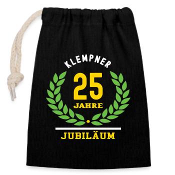 Plumber Anniversary 25 Years 25th Anniversary - Closable cotton gift bag (14x20cm) - black - Front
