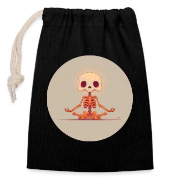 Skelett Meditationspose in Orange - Verschließbarer Geschenkbeutel aus Baumwolle (14x20cm) - Schwarz - Vorne