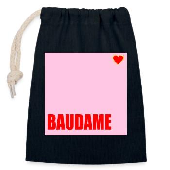 MAÎTRE D’OUVRAGE BAUDAME HAUSBAU HERZ - Sac cadeau en coton avec cordon (14 x 20 cm) - bleu marine - Devant