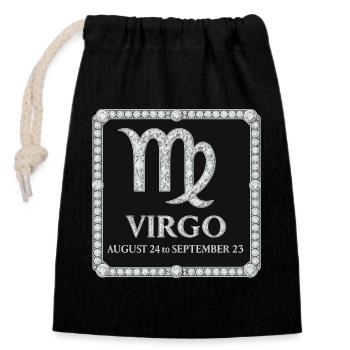 Zodiac sign Virgo - Closable cotton gift bag (14x20cm) - black - Front